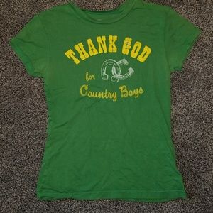 CMT green t-shirt Thank God for country boys M